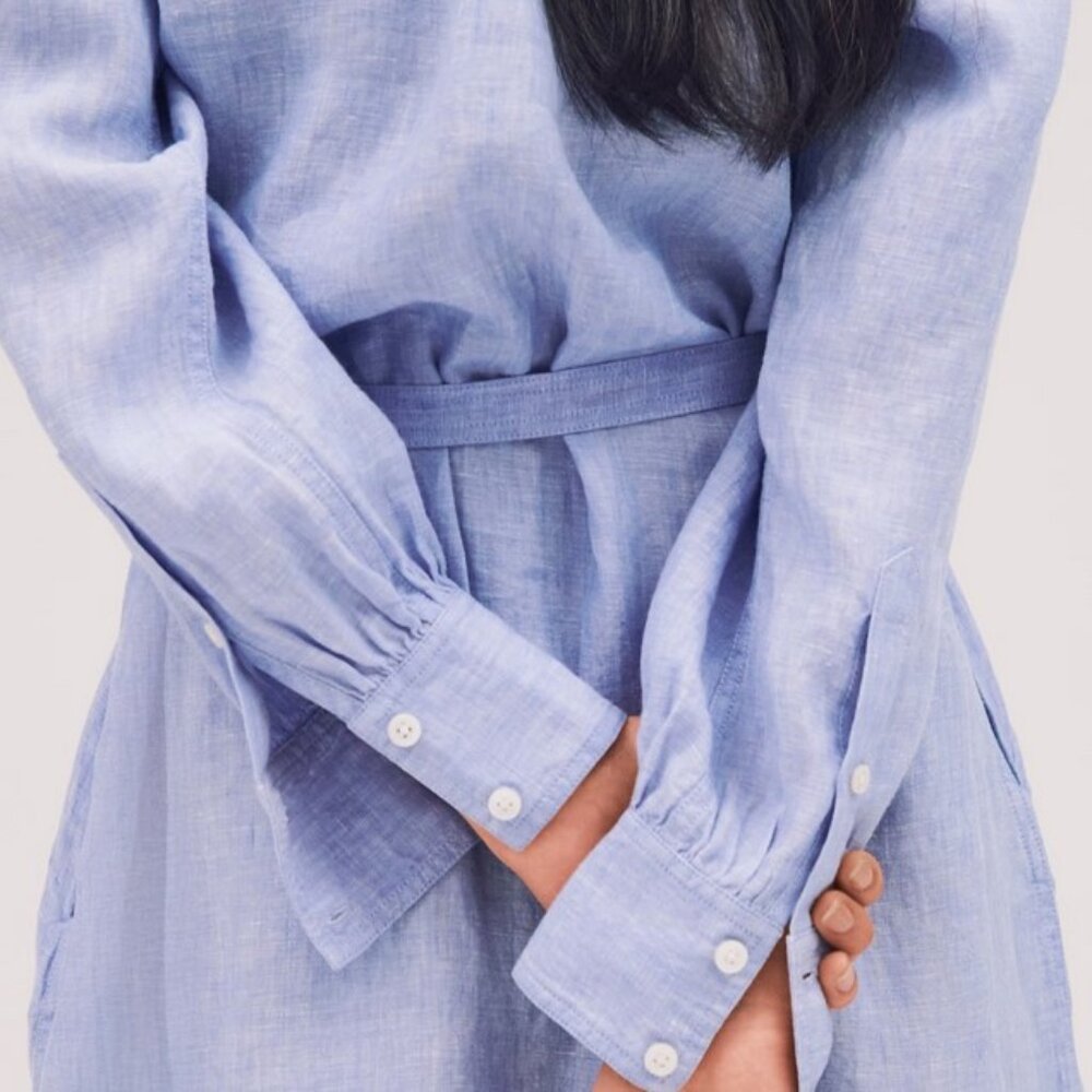 J. Crew Light Blue Linen Maxi Shirt Dress - Picture 8 of 15